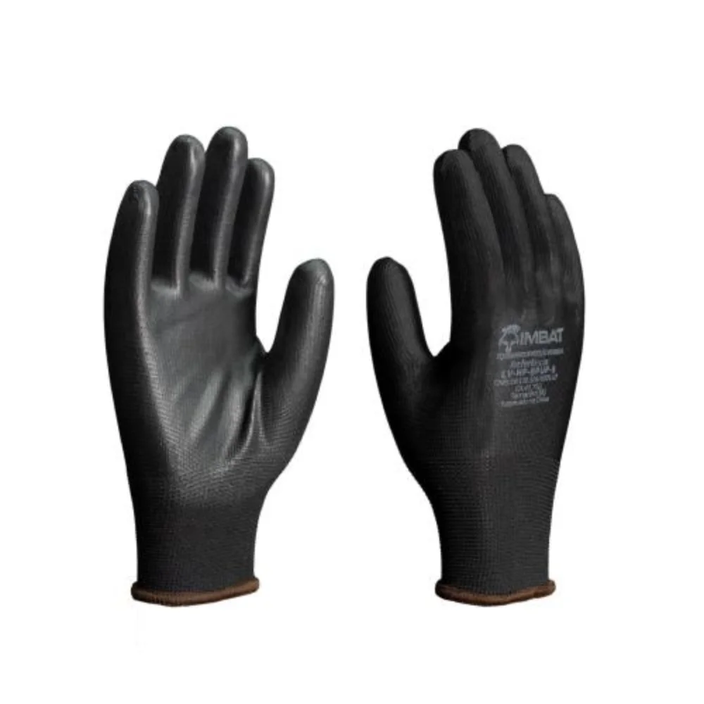 LUVA DE POLIÉSTER COM PU PRETO T° 8 (M) - IMBAT