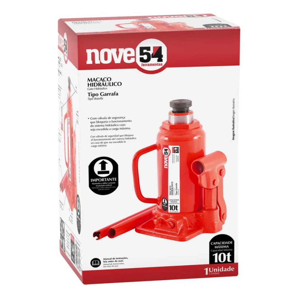 MACACO HIDRÁULICO TIPO GARRAFA 10 TONELADAS - NOVE54