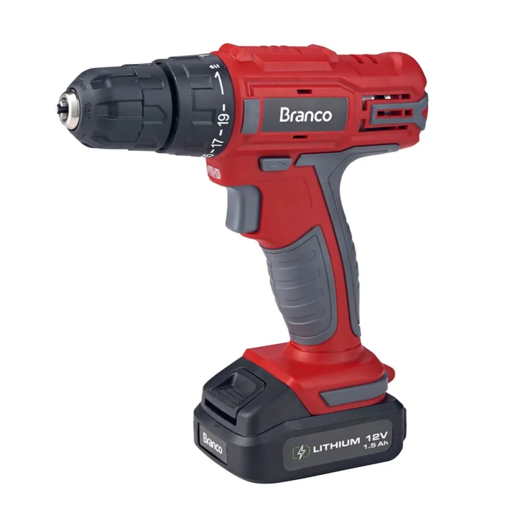 PARAFUSADEIRA / FURADEIRA A BATERIA 12V COM MALETA E ACESSÓRIOS - BRANCO