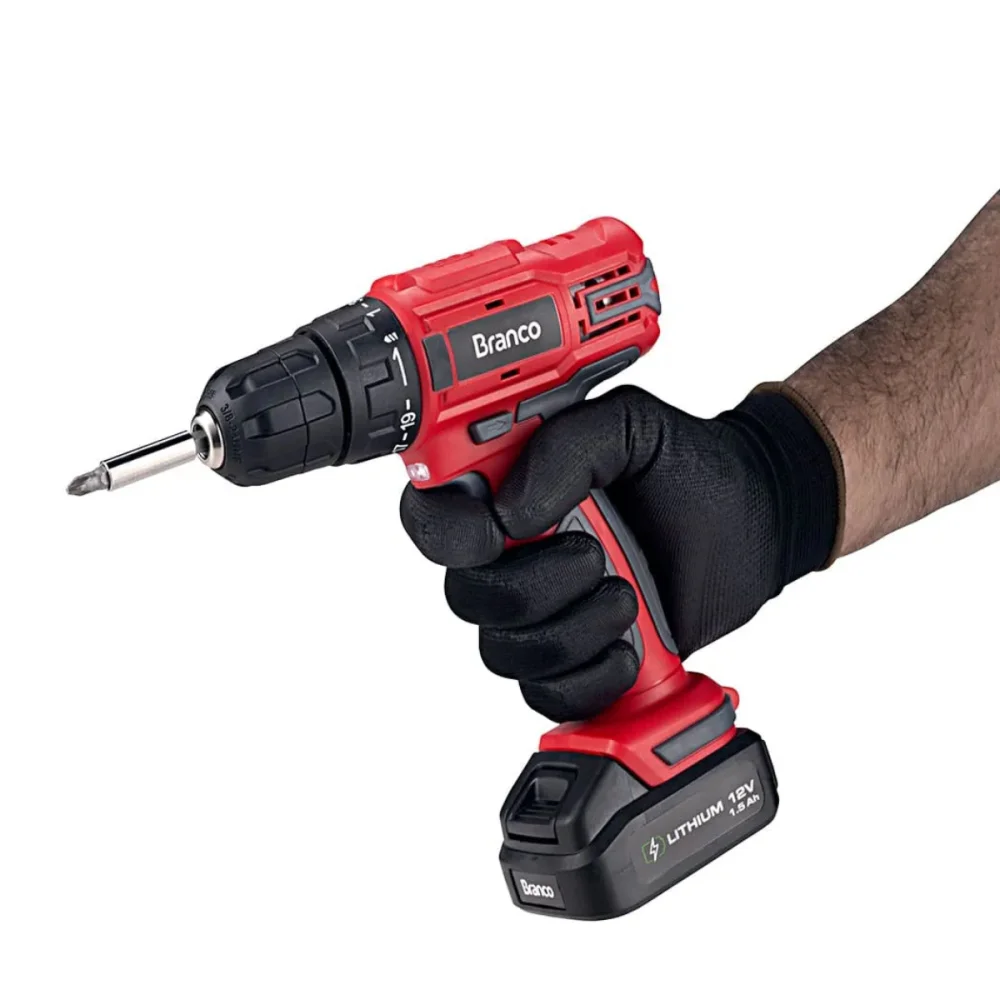 PARAFUSADEIRA / FURADEIRA A BATERIA 12V COM MALETA E ACESSÓRIOS - BRANCO