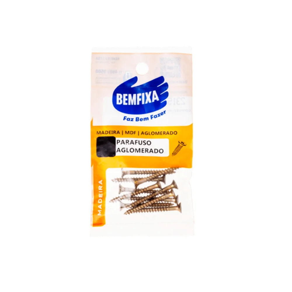 PARAFUSO (FIXER) AGLOMERADO FENDA PHILIPS CABECA CHATA, 3.0 X 12 MM, CARTELA C/ 20 UN - BEMFIXA