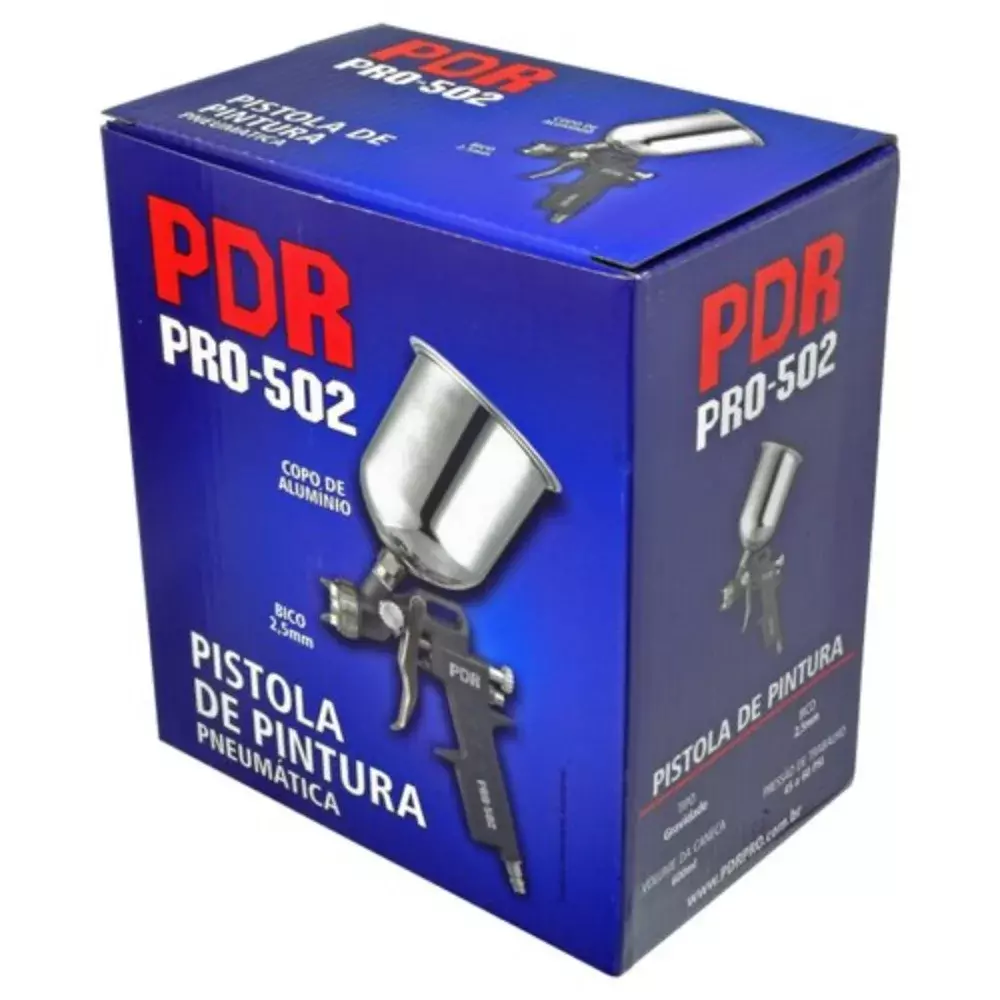 PISTOLA PINTURA GRAVIDADE DE ALUMÍNIO B. 2,5 MM 600 ML PRO-502 - LDR-PDR