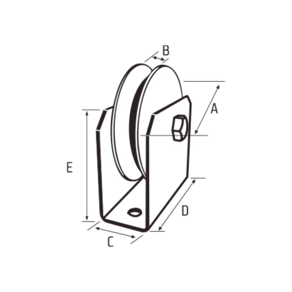 ROLDANA DE FERRO 2.1/2" X 19 MM, EM V, COM CAIXA E PARAFUSO, POLIDA - DE TONI