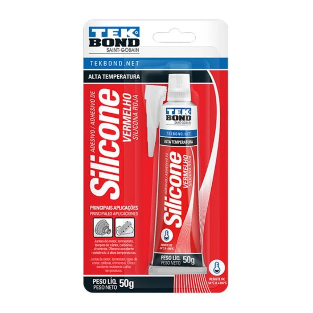 SILICONE ACÉTICO ALTA TEMPERATURA VERMELHO 50G - TEKBOND