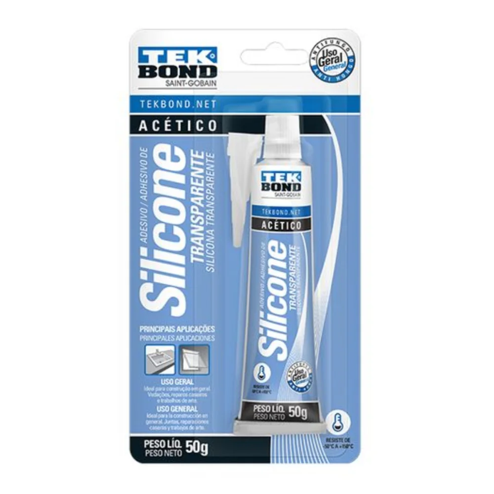 SILICONE ACÉTICO TRANSPARENTE USO GERAL 50G - TEKBOND