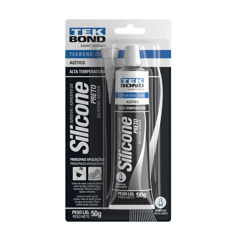 SILICONE ALTA TEMPERATURA PRETO ACETICO 50G - TEK BOND