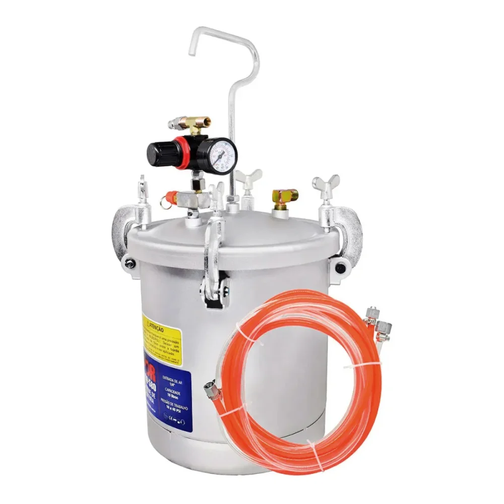 TANQUE PINTURA PNEUMÁTICO SEM AGITADOR 10L C/ MANGUEIRAS PRO580 - LDR2