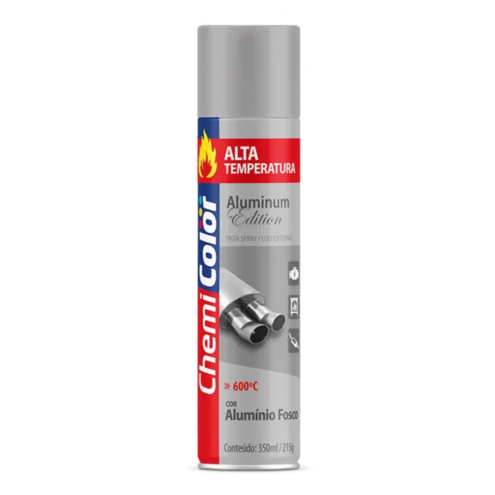 TINTA SPRAY ALTA TEMPERATURA ALUMINIO 315 ML/215G - CHEMICOLOR