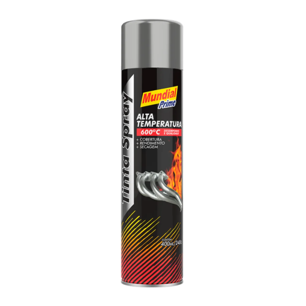 TINTA SPRAY ALTA TEMPERATURA, ALUMINIO, 400 ML - MUNDIAL PRIME