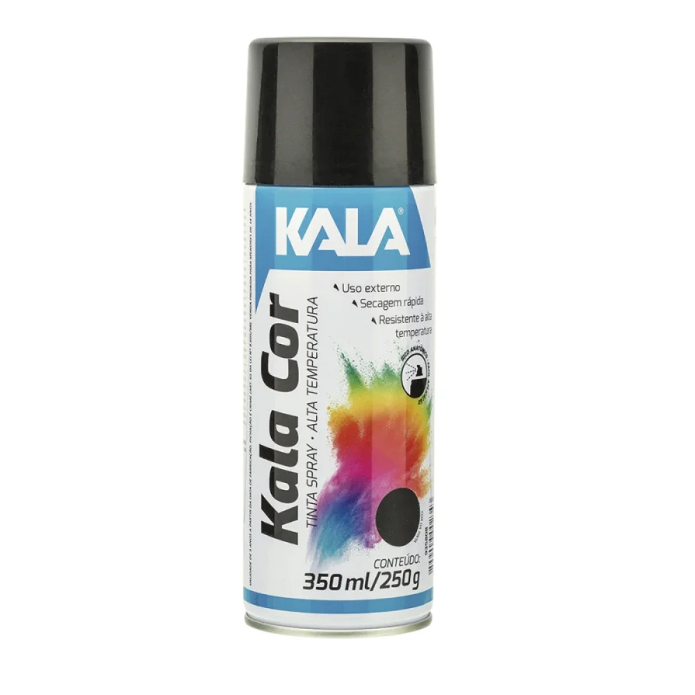 TINTA SPRAY ALTA TEMPERATURA PRETO FOSCO 350 ML - KALA