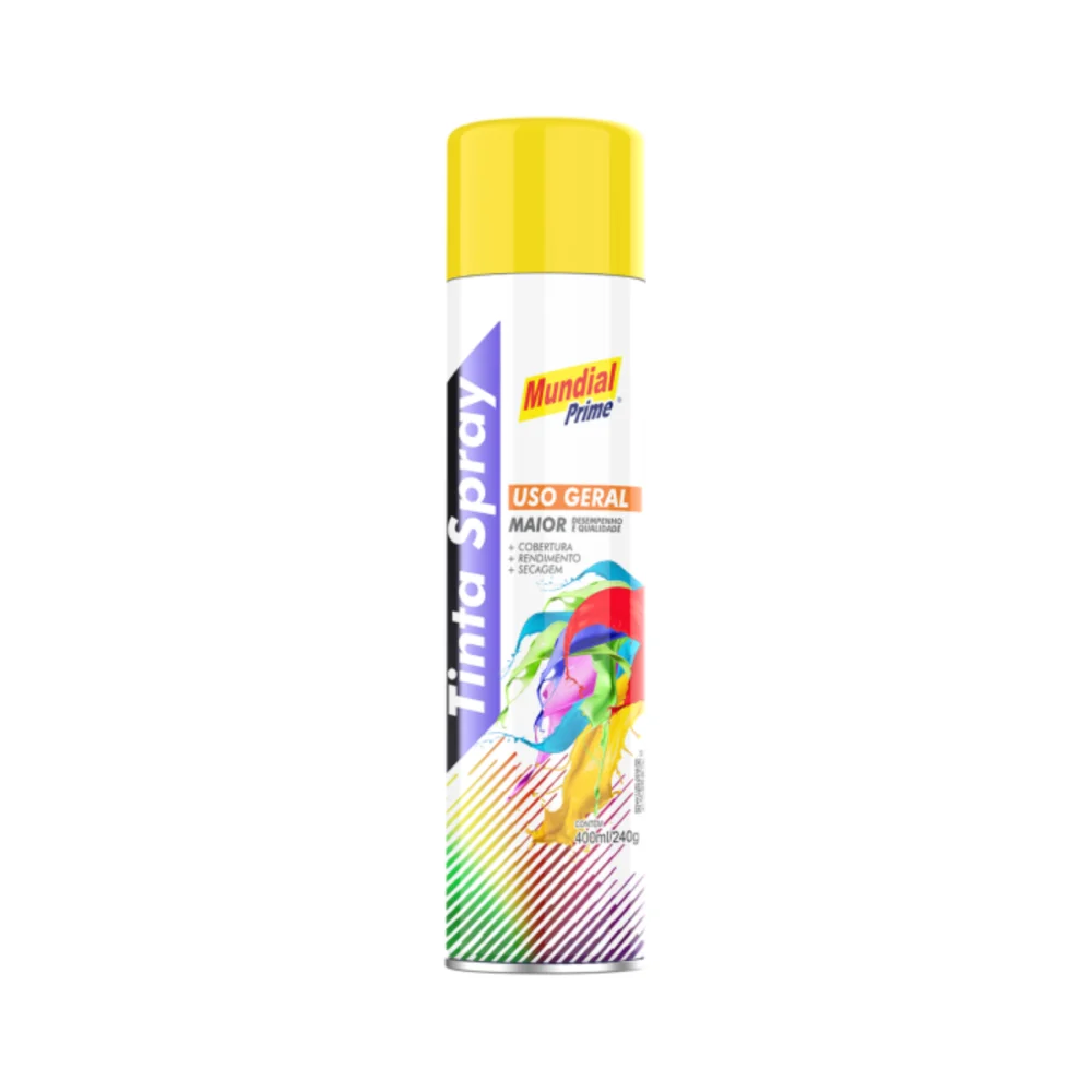 TINTA SPRAY AMARELO, 400 ML - MUNDIAL PRIME