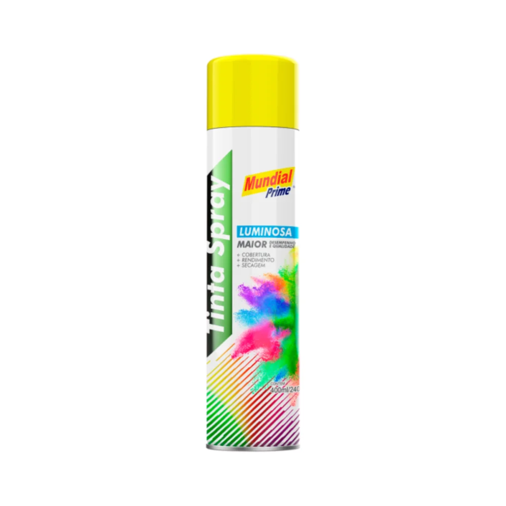 TINTA SPRAY AMARELO LUMINOSA, 400 ML - MUNDIAL PRIME