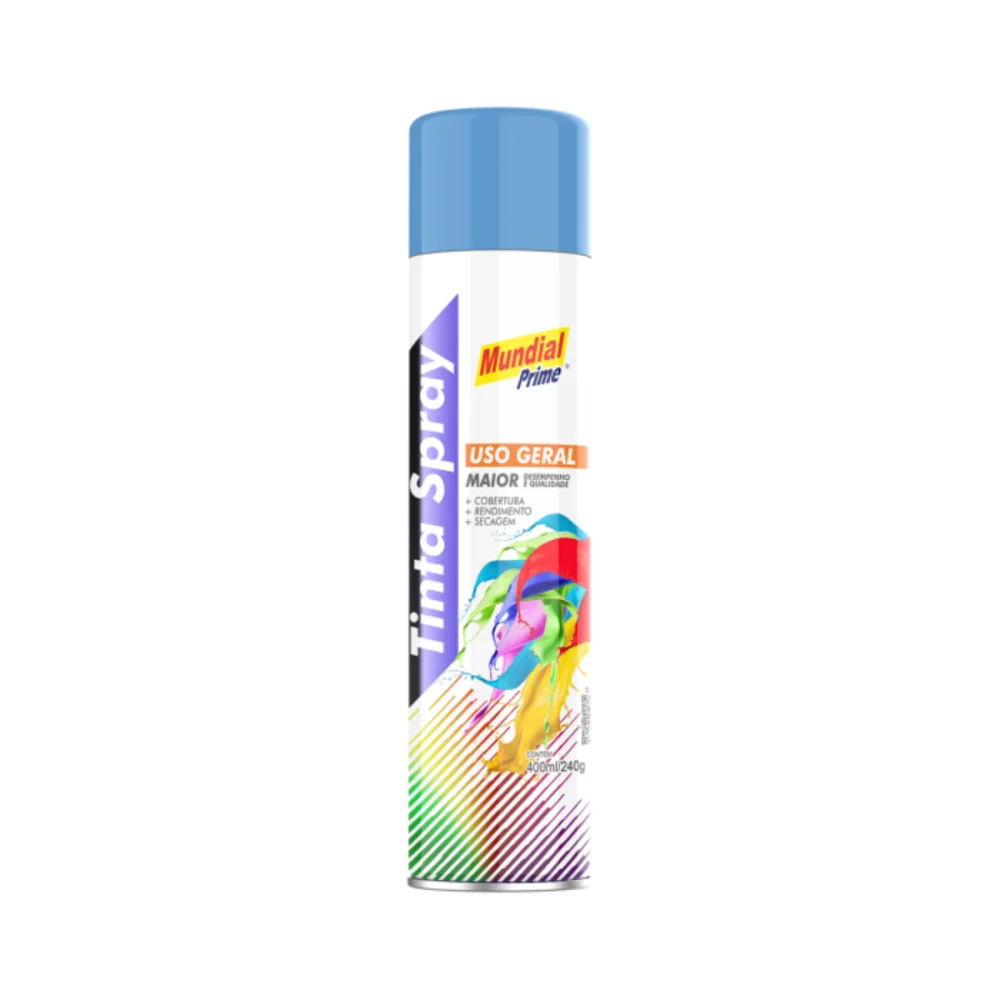 TINTA SPRAY AZUL CLARO BRILHANTE, 400 ML - MUNDIAL PRIME