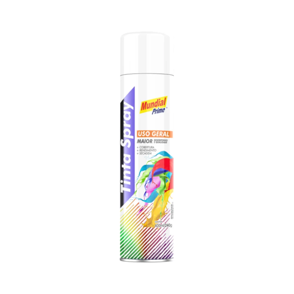 TINTA SPRAY BRANCO FOSCO, 400 ML - MUNDIAL PRIME