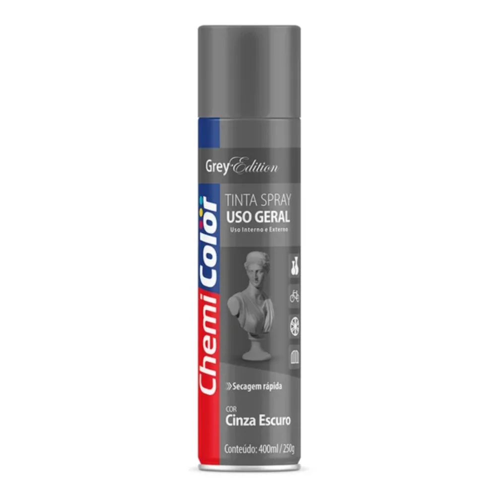 TINTA SPRAY CINZA ESCURO BRILHANTE 400 ML (250G) - CHEMICOLOR