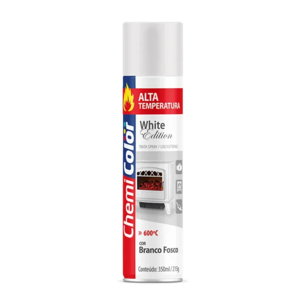 TINTA SPRAY DE ALTA TEMPERATURA BRANCO FOSCO 400 ML (250G) - CHEMICOLOR