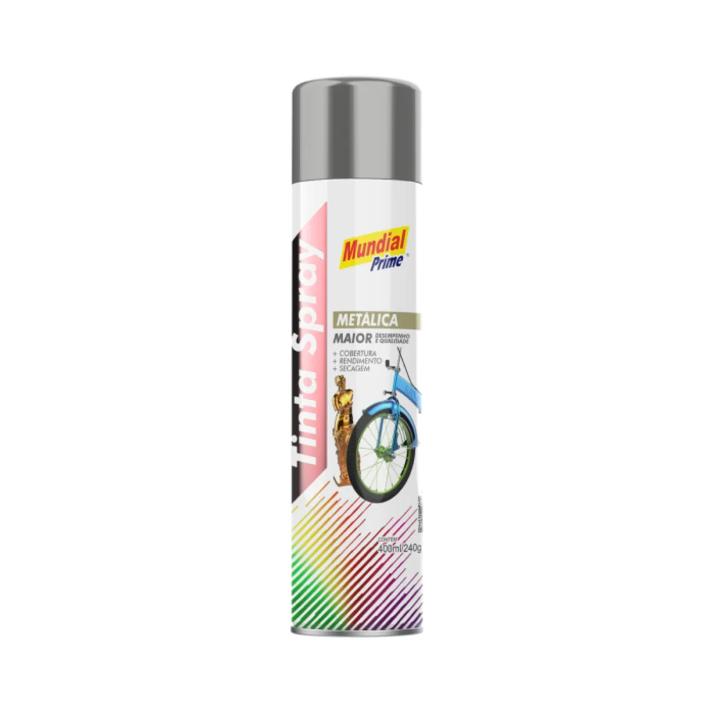 TINTA SPRAY METALICA, ALUMINIO, 400 ML - MUNDIAL PRIME