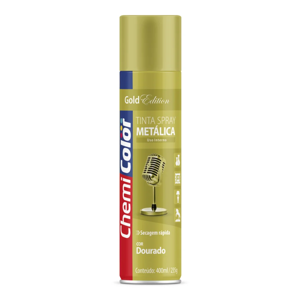 TINTA SPRAY METALICA DOURADA 380 ML (235G) - CHEMICOLOR