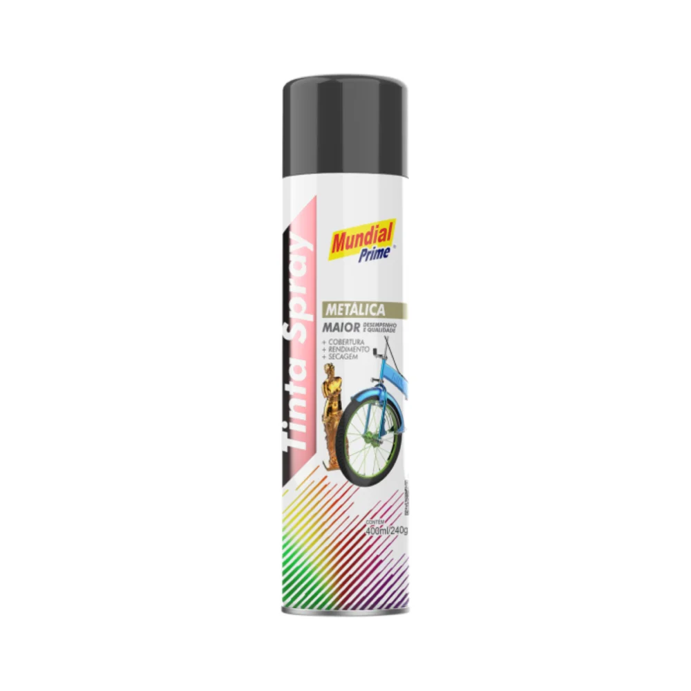 TINTA SPRAY METALICA, GRAFITE, 400 ML - MUNDIAL PRIME