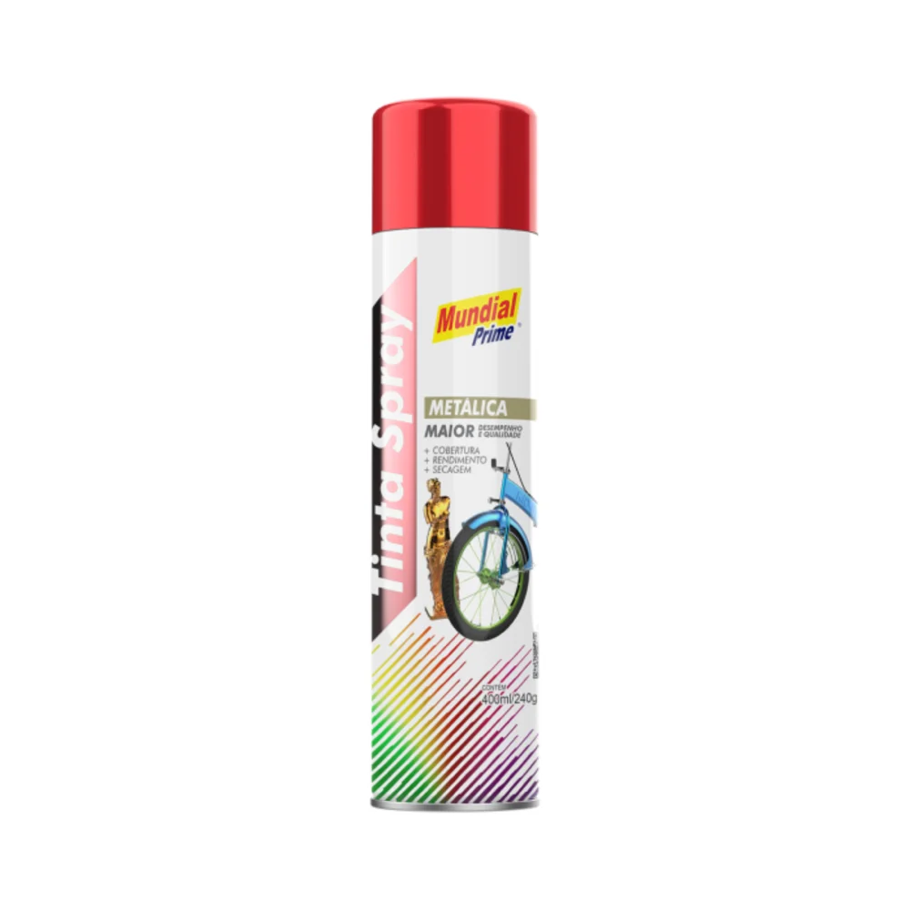 TINTA SPRAY METALICA, VERMELHA, 400 ML - MUNDIAL PRIME