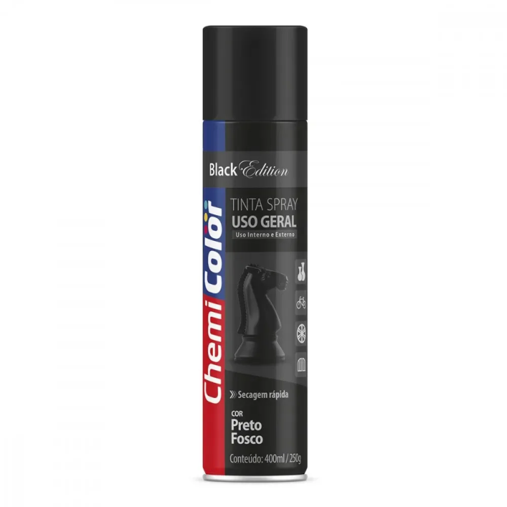 TINTA SPRAY PRETO FOSCO 400 ML (250G) - CHEMICOLOR