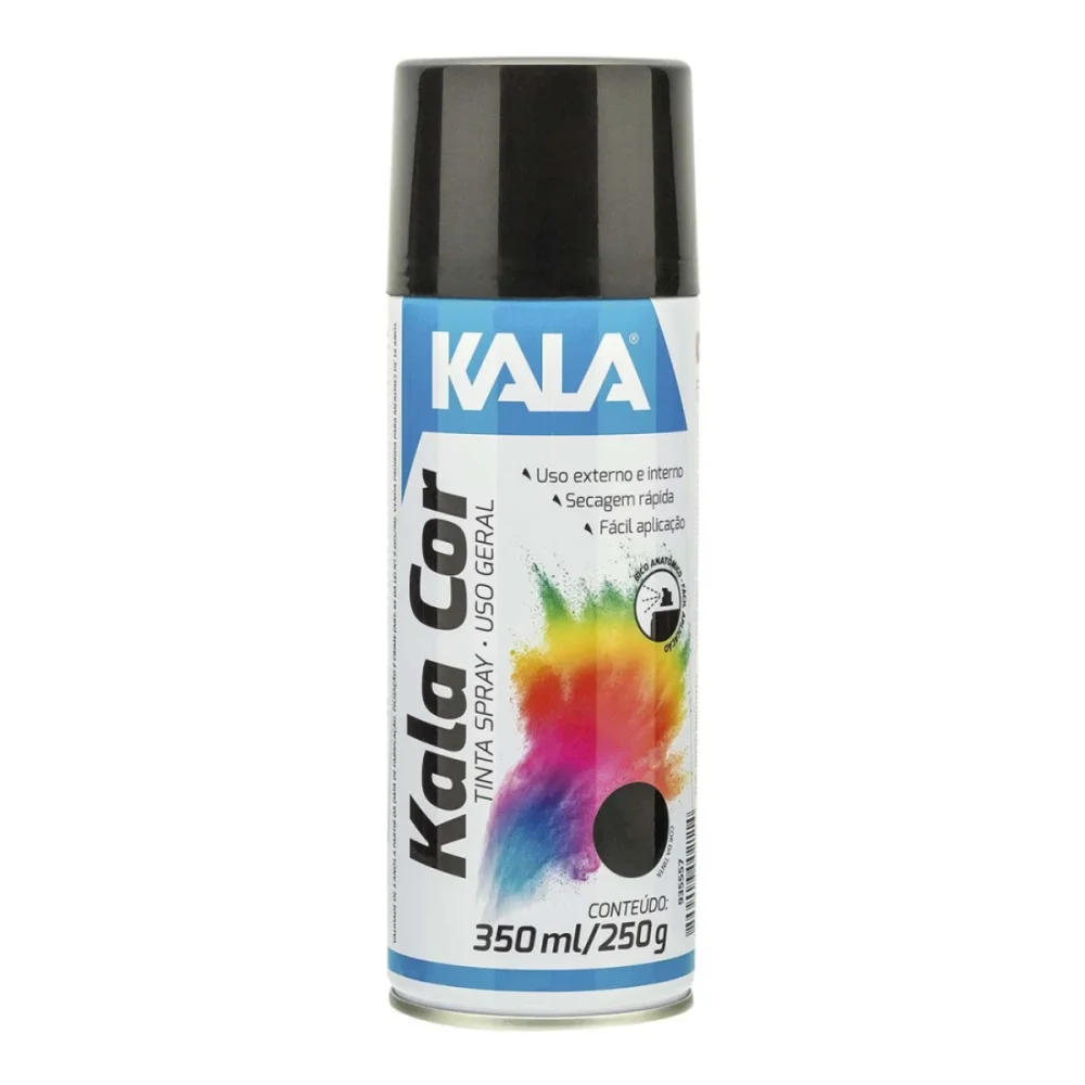 TINTA SPRAY USO GERAL PRETO BRILHANTE 350 ML - KALA