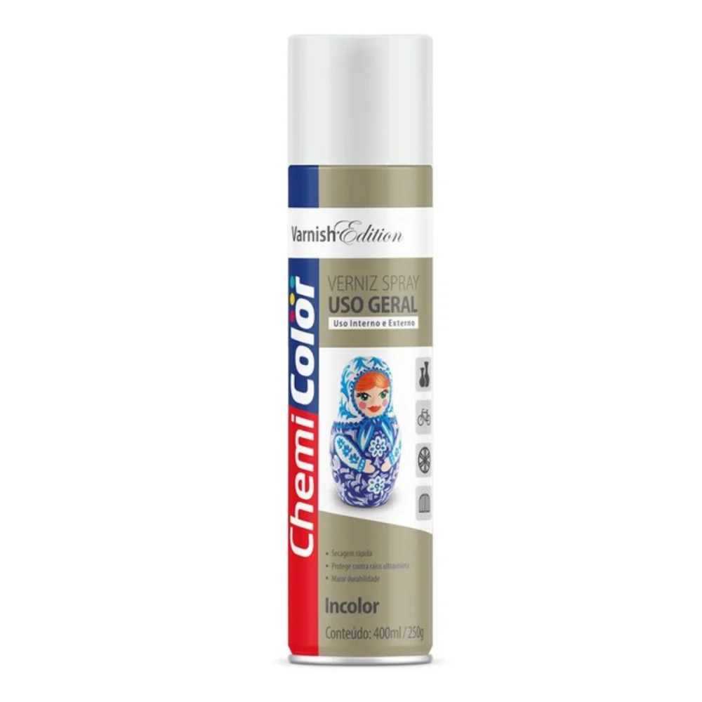 TINTA SPRAY VERNIZ BRILHANTE 400 ML (250G) - CHEMICOLOR