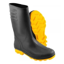 BOTA DE PVC N° 41, COM SOLADO AMARELO,  CANO MÉDIO, SEM FORRO, PRETA - VONDER