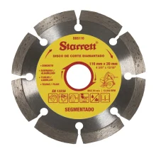 DISCO DE CORTE DIAMANTADO SEGMENTADO 110 X 20 MM DDS110-S - STARRETT
