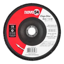 DISCO DE LIXA FLAP DISC RETO 7"  (180 MM) GRÃO 60 COSTADO DE FIBRA - NOVE54
