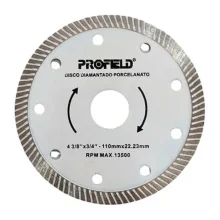 DISCO DIAMANTADO PORCELANATO BRANCO FINO 4.1/2" X 7/8" (110 MM X 22,23 MM) - PROFIELD