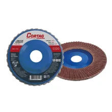 DISCO FLAP PARA DESBASTE 4.1/2" (115 MM), OXIDO DE ALUMINIO, PLASTICO, GRAO 120 - CORTAG