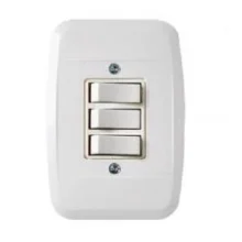 INTERRUPTOR BRANCO 3 TECLAS SIMPLES 10A 250V LINHA 40.000 (43100) - PEZZI