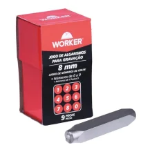 JOGO DE ALGARISMOS 0-9,  8 MM, COM 9 PEÇAS - WORKER