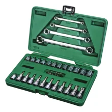 JOGO DE SOQUETES 3/8" CHAVE E-TORX 3/8" ST09010SJ, C/ 35 PÇS - SATA