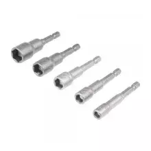 JOGO DE SOQUETES MAGNÉTICOS EM POLEGADAS, ENCAIXE SEXTAVADO DE: 1/4", 5/16", 3/8", 7/16" E 1/2". COM 5 PEÇAS - VONDER