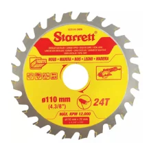 LÂMINA DE SERRA CIRCULAR METAL DURO PARA MADEIRA 110 MM X 22 MM X 24T CCS110-24BW - STARRETT