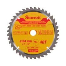 LAMINA DE SERRA CIRCULAR METAL DURO PARA MADEIRA 184 MM X 20 MM X 40T CCS184-40AW - STARRETT