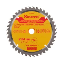 LÂMINA DE SERRA CIRCULAR METAL DURO PARA MADEIRA 184 MM X 20 MM X 60T CCS184-60AW - STARRETT