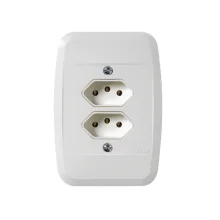 TOMADA DUPLA BRANCA 2 PINOS + TERRA 20A 250V (40115) - PEZZI