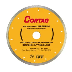 DISCO DE CORTE DIAMANTADO CONTÍNUO, 200 X 25.4 MM, PROFISSIONAL PREMIUM - CORTAG