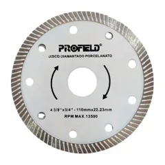 DISCO DIAMANTADO PORCELANATO BRANCO FINO 4.1/2" X 7/8" (110 MM X 22,23 MM) - PROFIELD