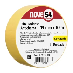 FITA ISOLANTE ANTICHAMA 19 MM X 10 M AMARELA - NOVE 54