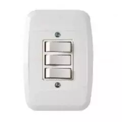 INTERRUPTOR BRANCO 3 TECLAS SIMPLES 10A 250V LINHA 40.000 (43100) - PEZZI
