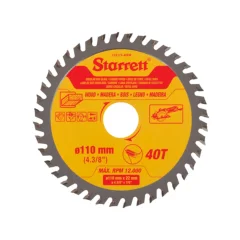 LÂMINA DE SERRA CIRCULAR METAL DURO PARA MADEIRA 110 MM X 22 MM X 40T CCS110-40BW - STARRETT