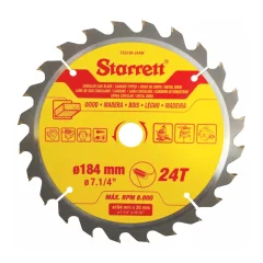 LÂMINA DE SERRA CIRCULAR METAL DURO PARA MADEIRA 184 MM X 20 MM X 24T CCS184-24AW - STARRETT
