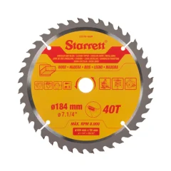 LAMINA DE SERRA CIRCULAR METAL DURO PARA MADEIRA 184 MM X 20 MM X 40T CCS184-40AW - STARRETT