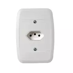 TOMADA BRANCA 2 PINOS + TERRA 10A 250V (40136) - PEZZI
