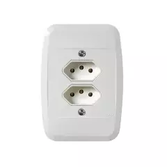 TOMADA DUPLA BRANCA 2 PINOS + TERRA 20A 250V (40115) - PEZZI