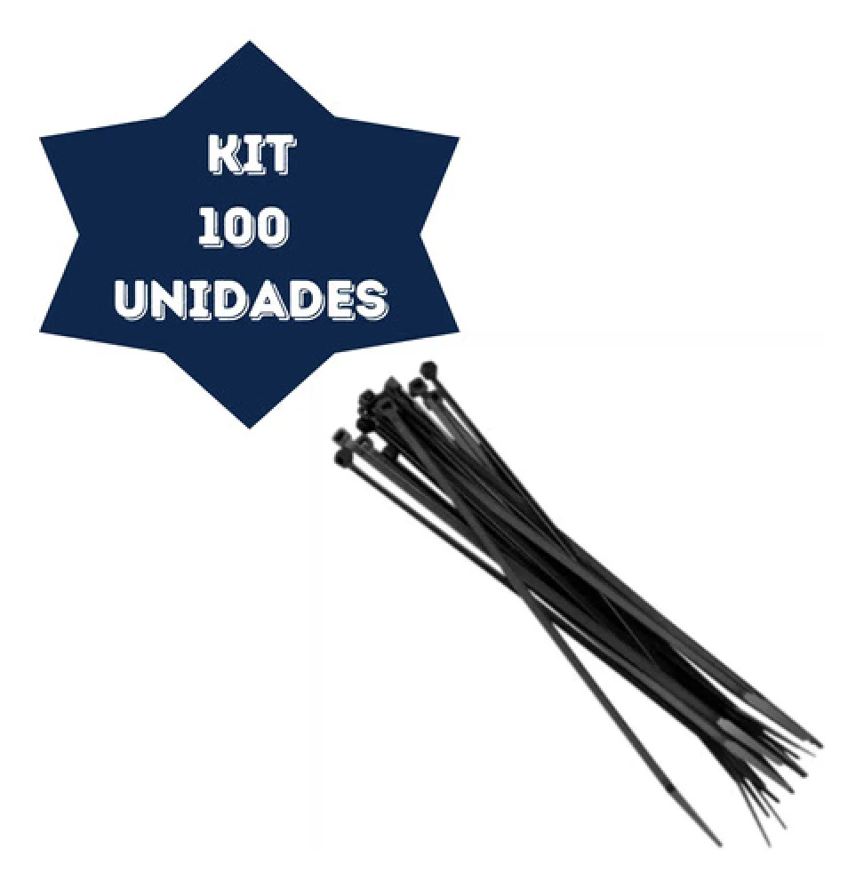 Abraçadeira Plastica 20cm 3,6x1,4mm [Preto] [Rainha das Sete]